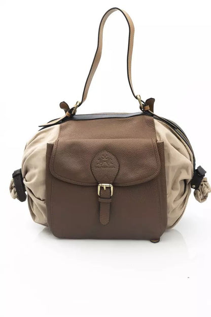 La Martina Elegant Beige Leather Backpack