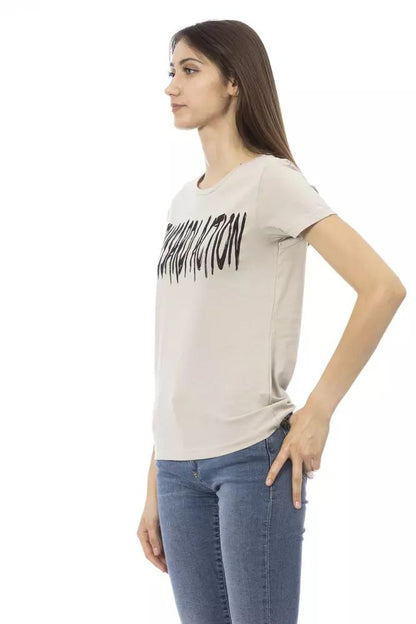 Trussardi Action Elegant Beige Short Sleeve Round Neck Tee