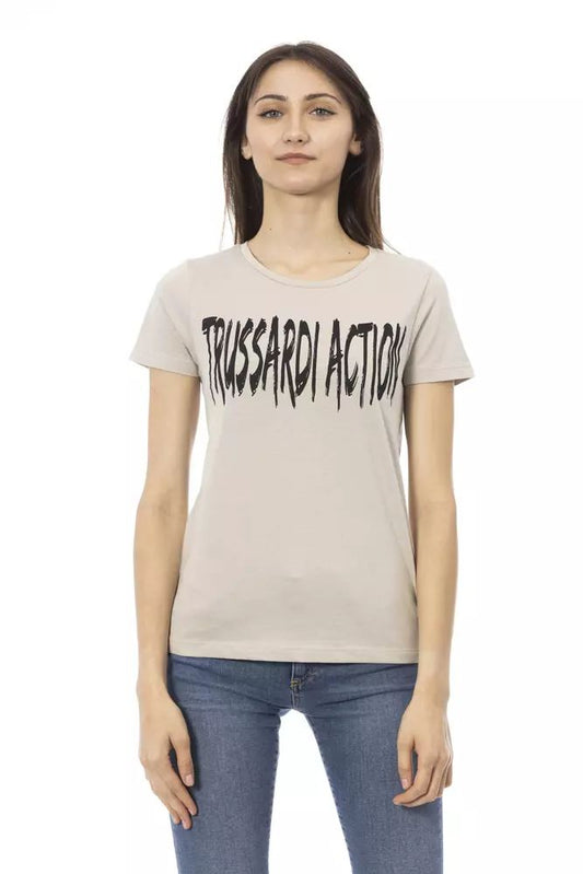 Trussardi Action Elegant Beige Short Sleeve Round Neck Tee