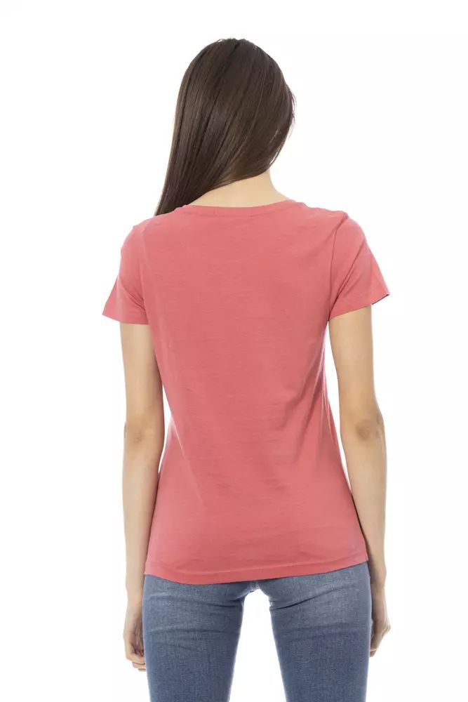 Trussardi Action Elegant Pink Short Sleeve Tee with Chic Print