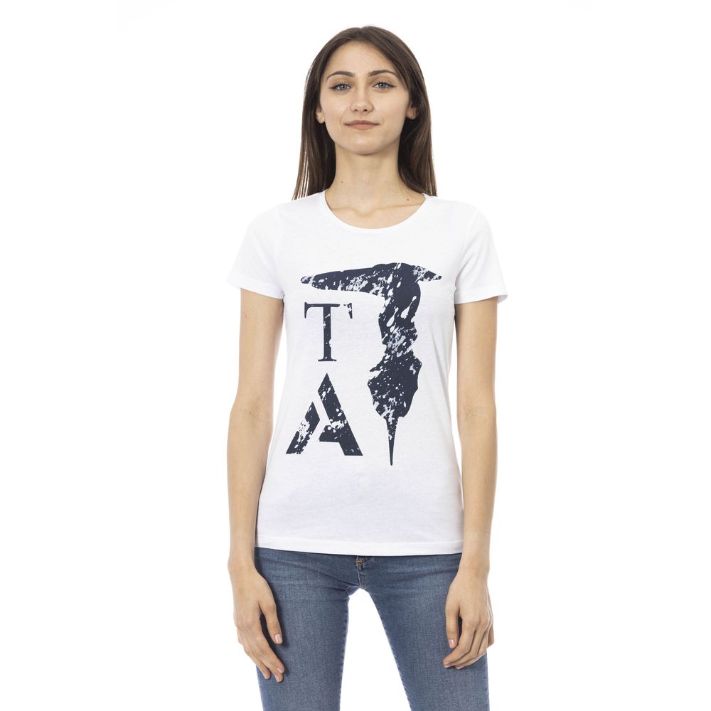 Trussardi Action Chic White Tee with Elegant Front Print