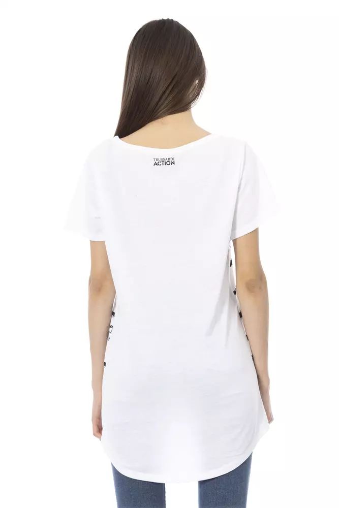 Trussardi Action Chic White Cotton Blend Tee