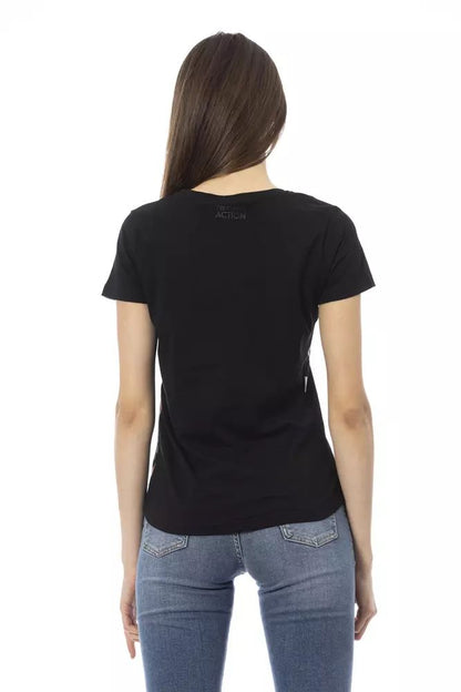 Trussardi Action Chic Black Short Sleeve Round Neck Tee