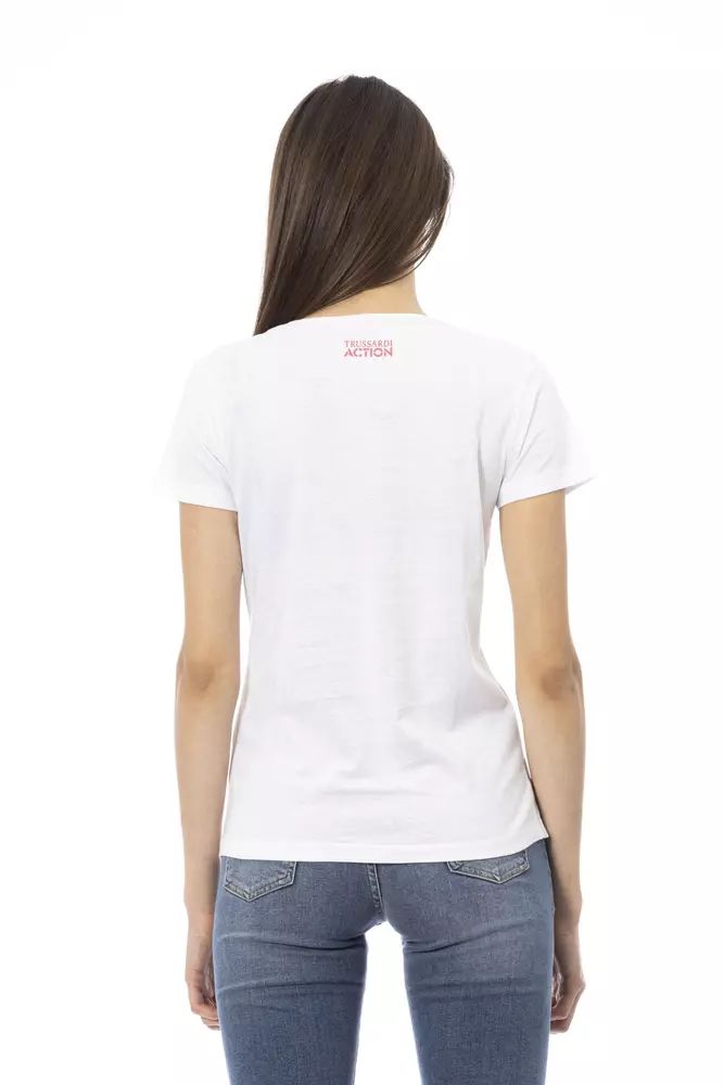 Trussardi Action Chic White Tee with Graphic Flair