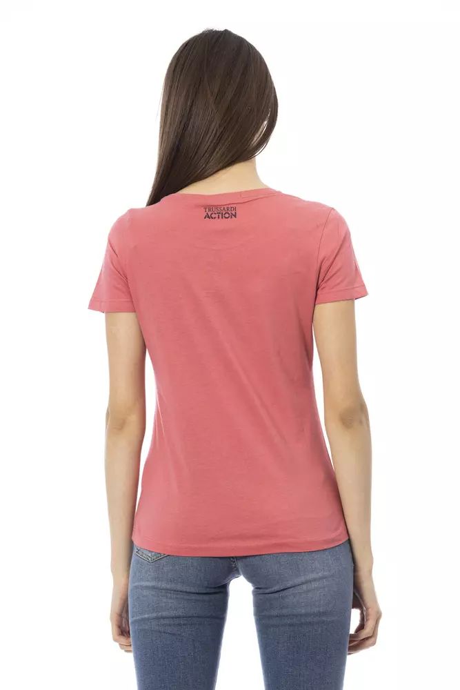 Trussardi Action Chic Pink Print Tee for Trendy Summer Looks