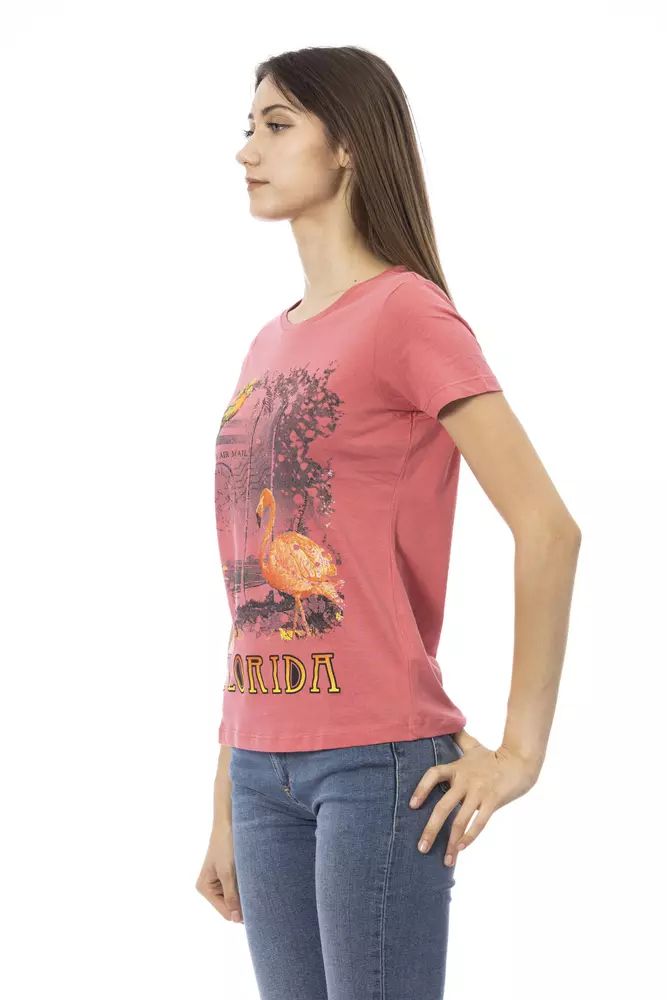 Trussardi Action Chic Pink Print Tee for Trendy Summer Looks