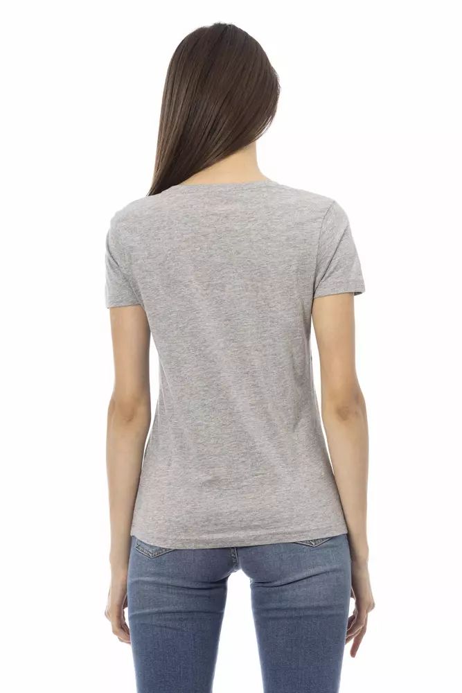 Trussardi Action Chic Gray Short Sleeve Round Neck Tee