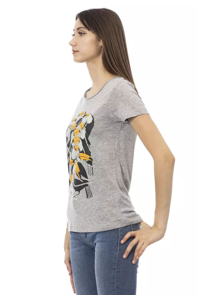 Trussardi Action Chic Gray Cotton Blend Round Neck Tee