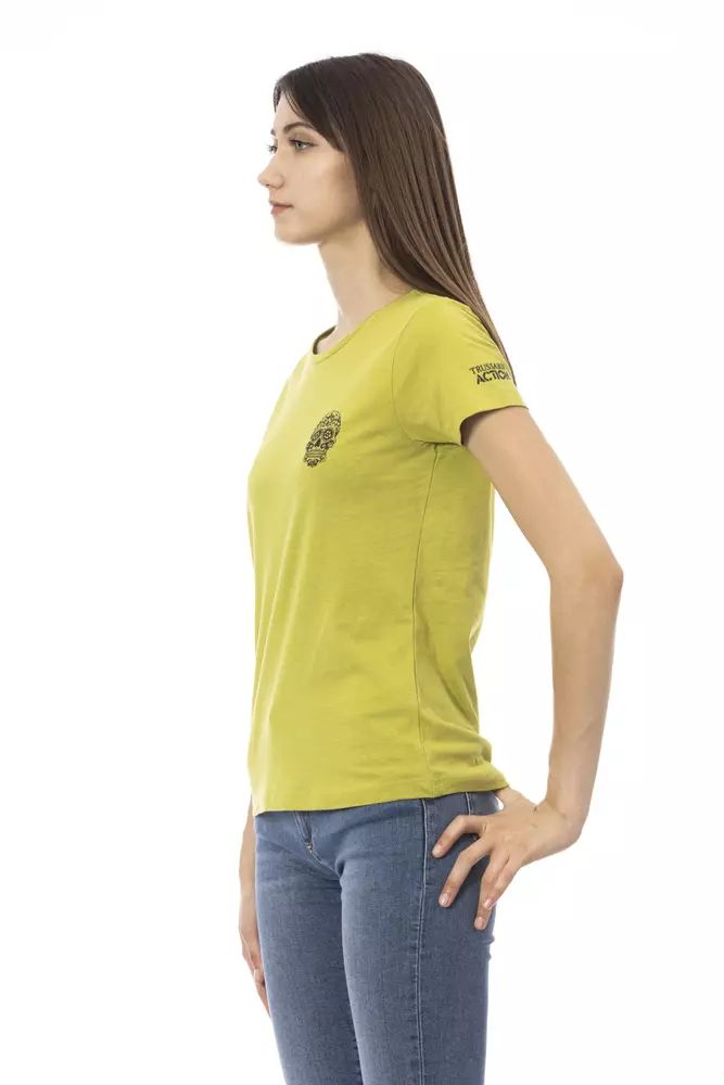 Trussardi Action Chic Green Tee with Artistic Front Print