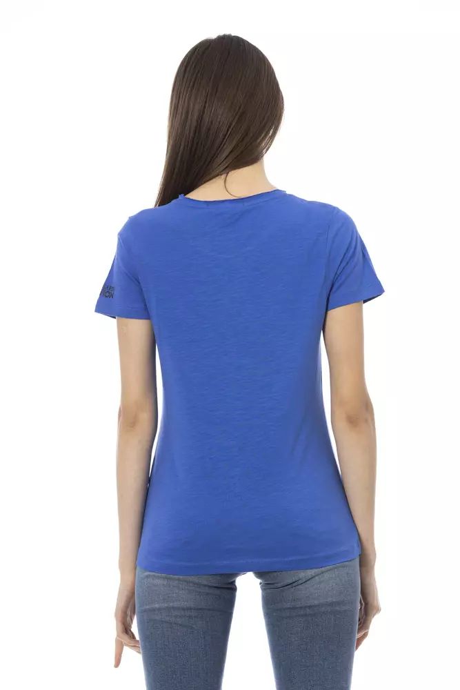 Trussardi Action Elegant Blue Short Sleeve Cotton Blend Tee