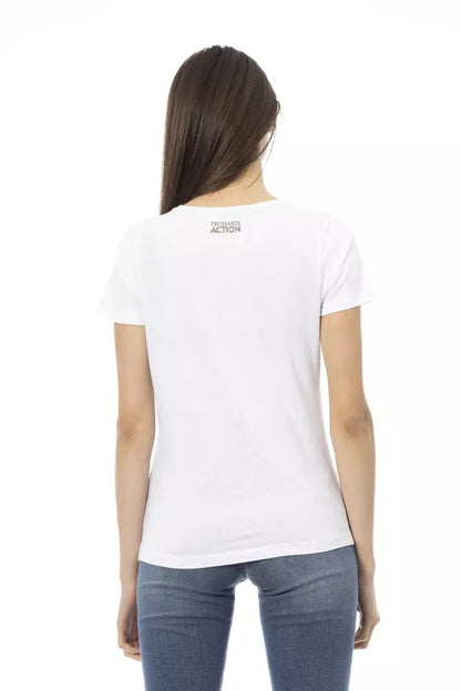 Trussardi Action Elegant White Tee with Chic Front Print