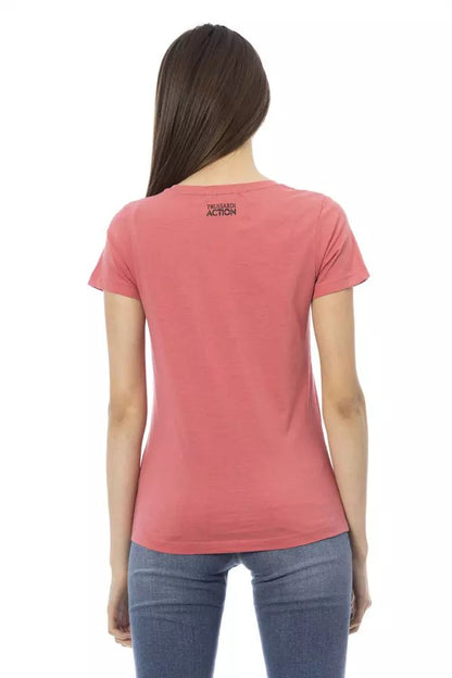 Trussardi Action Chic Pink Short Sleeve Cotton Blend Tee