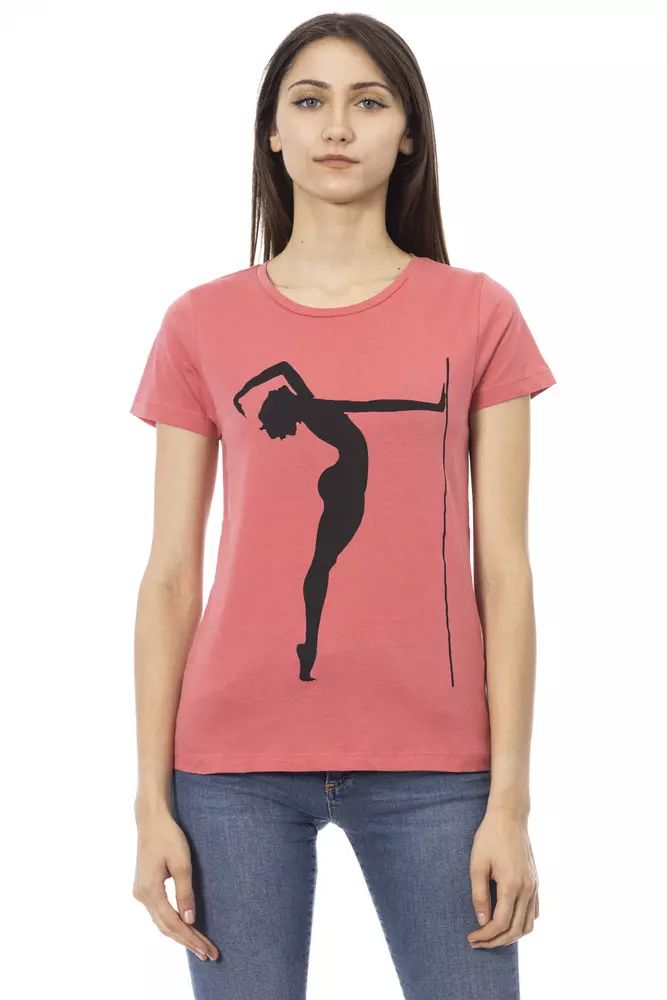 Trussardi Action Chic Pink Short Sleeve Cotton Blend Tee