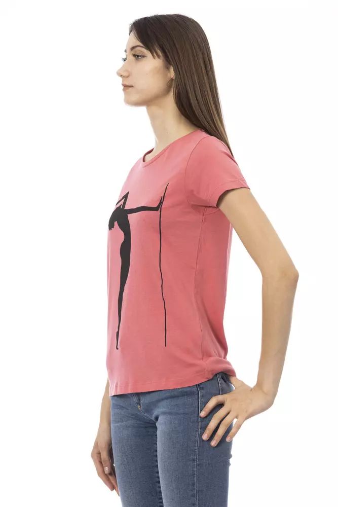 Trussardi Action Chic Pink Short Sleeve Cotton Blend Tee