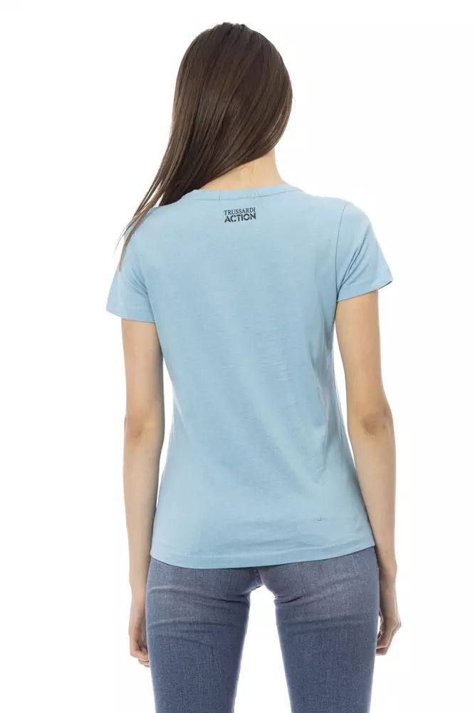 Trussardi Action Chic Light Blue Short Sleeve Round Neck Tee