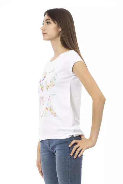 Trussardi Action Chic White Tee with Front Print Detail