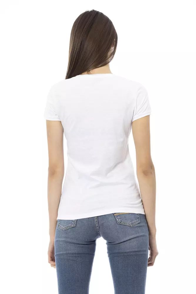 Trussardi Action Chic V-Neck Tee with Graphic Elegance