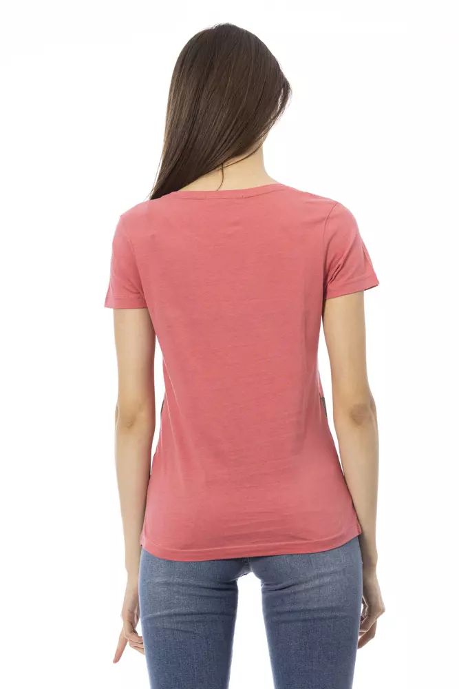 Trussardi Action Chic Pink Tee with Elegant Front Print