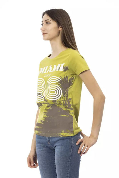 Trussardi Action Chic Green Short Sleeve Tee with Front Print