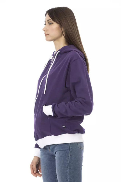 Baldinini Trend Chic Purple Cotton Hooded Sweater