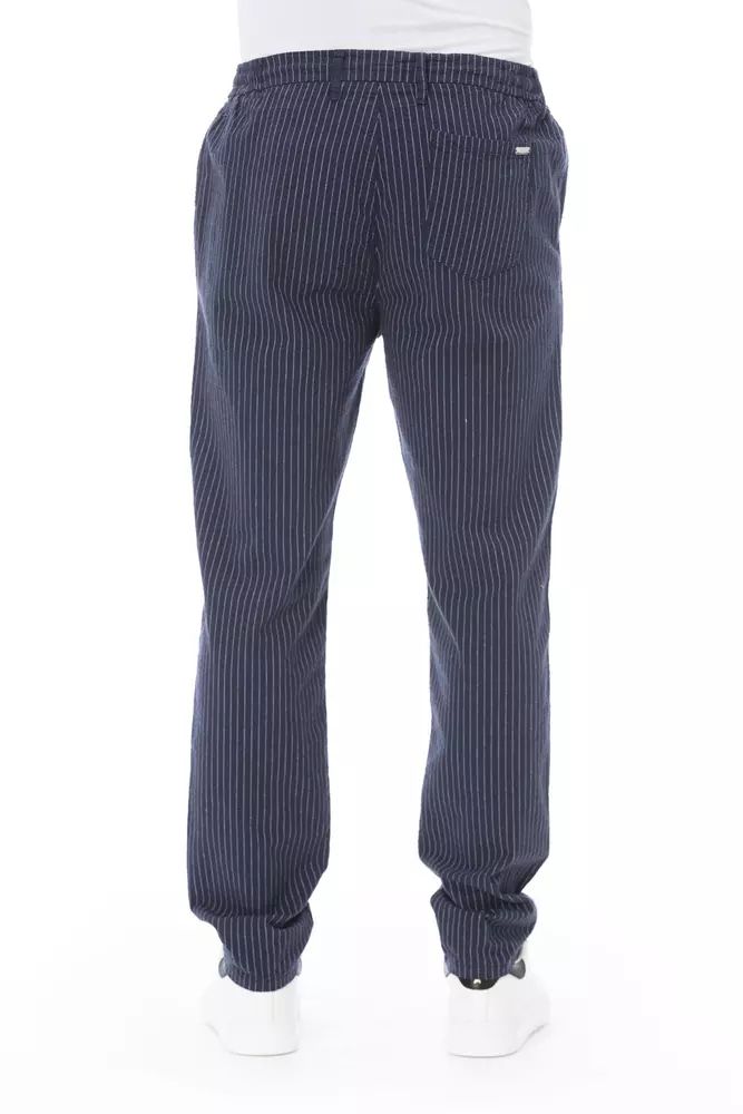 Baldinini Trend Chic Blue Chino Trousers with Drawstring