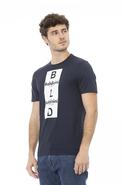 Baldinini Trend Chic Blue Cotton Tee with Elegant Front Print