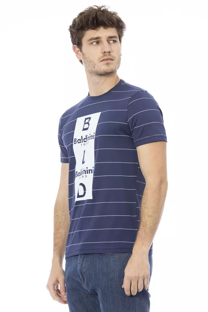 Baldinini Trend Chic Blue Cotton Tee with Front Print