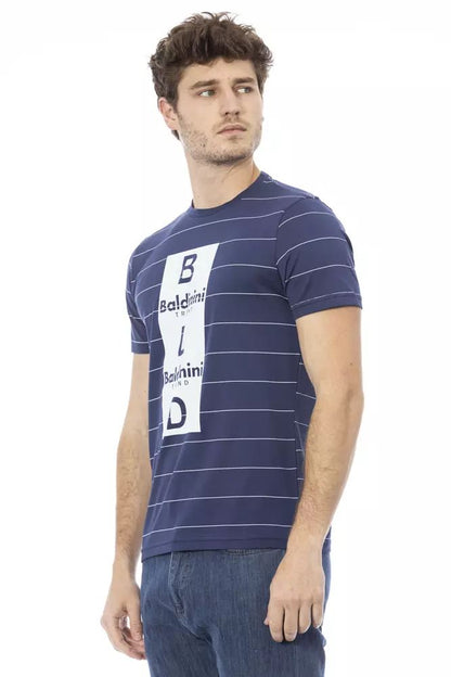 Baldinini Trend Chic Blue Cotton Tee with Front Print