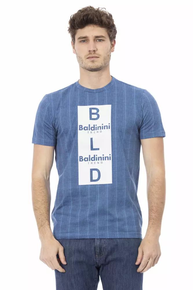 Baldinini Trend Elegant Light Blue Cotton Tee with Chic Print