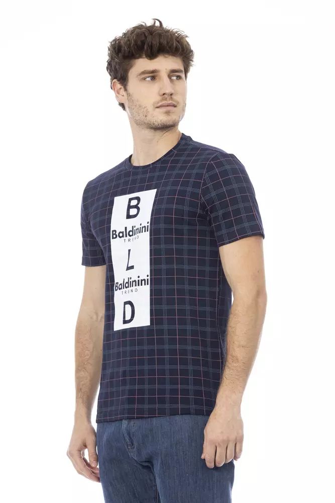 Baldinini Trend Elegant Blue Cotton T-Shirt with Front Print