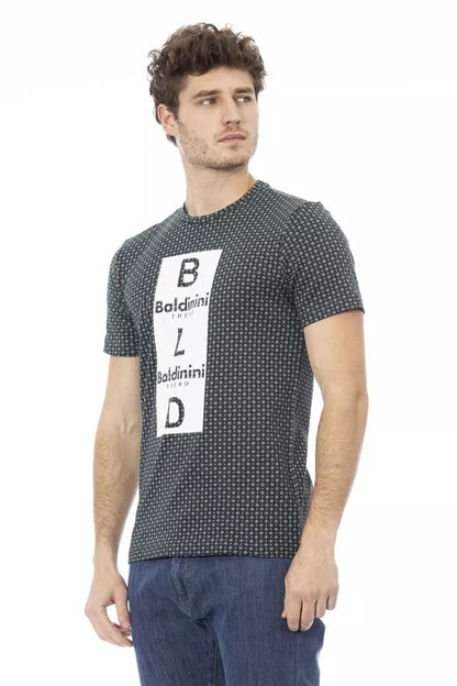 Baldinini Trend Elegant Green Cotton Tee with Front Print