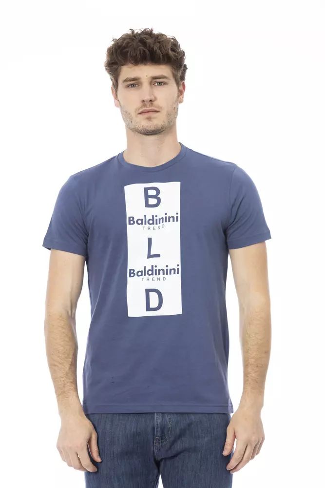 Baldinini Trend Chic Blue Cotton Tee with Front Print