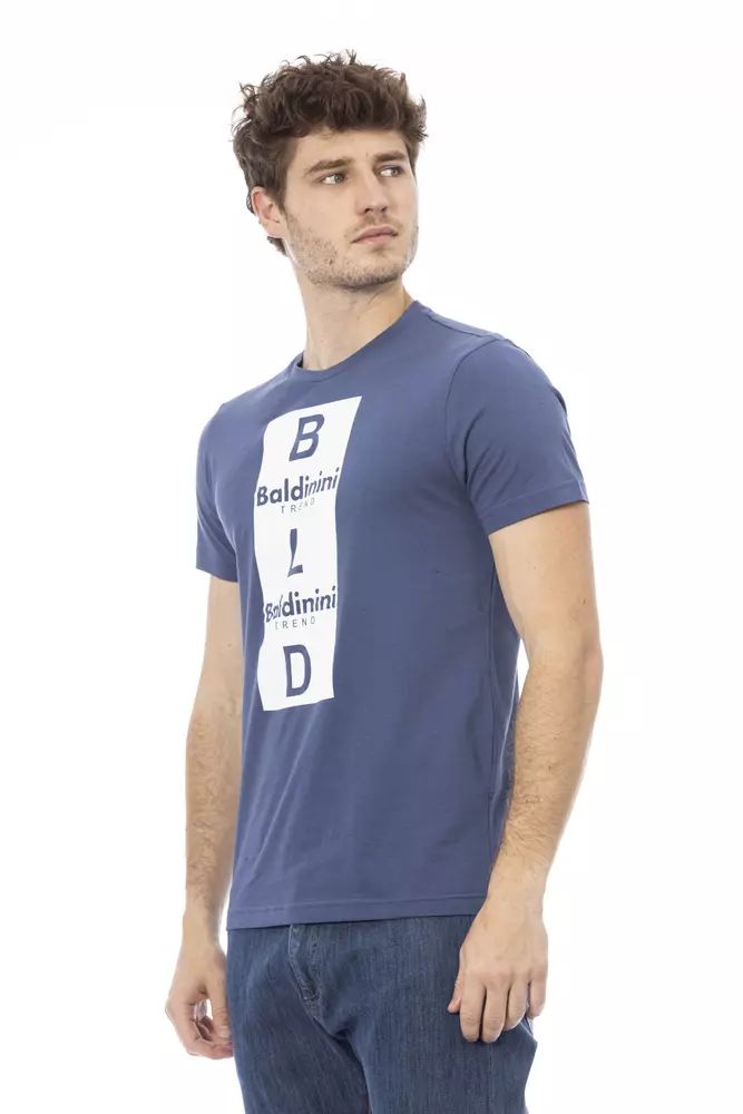 Baldinini Trend Chic Blue Cotton Tee with Front Print