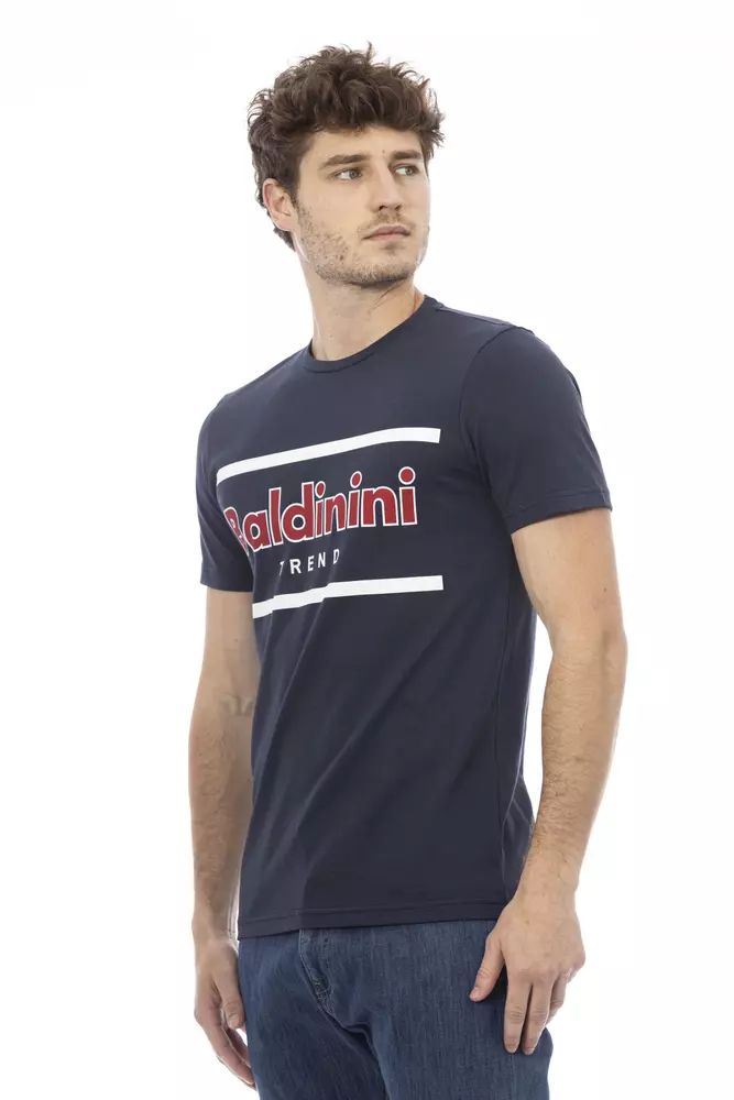 Baldinini Trend Elegant Blue Round Neck Tee with Front Print