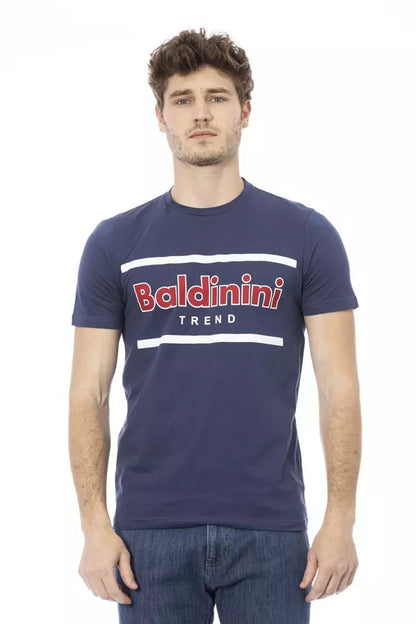 Baldinini Trend Chic Blue Cotton Tee with Front Print