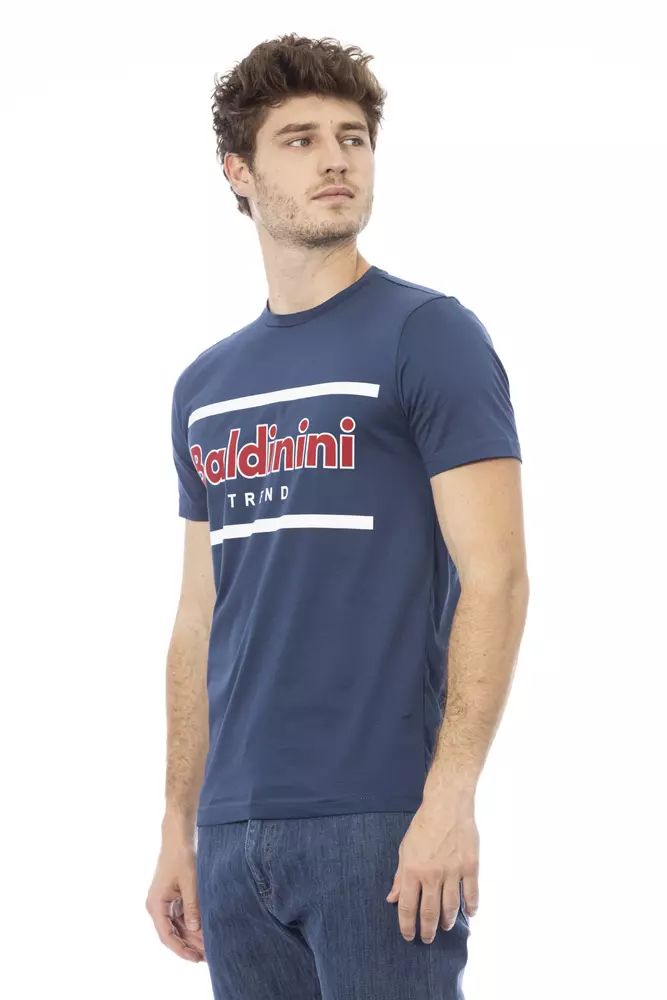 Baldinini Trend Elevated Blue Cotton Tee With Unique Front Print