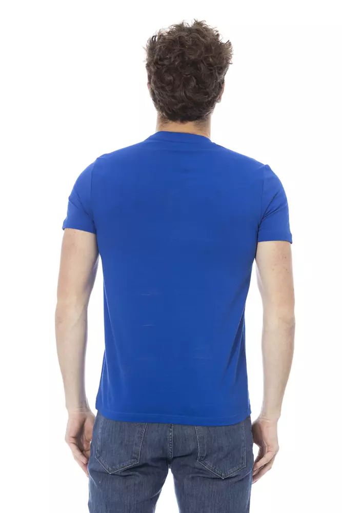 Baldinini Trend Chic Blue Cotton Tee with Front Print