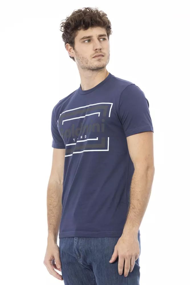 Baldinini Trend Chic Blue Cotton Tee with Front Print