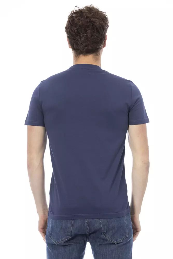 Baldinini Trend Chic Blue Cotton Tee with Front Print