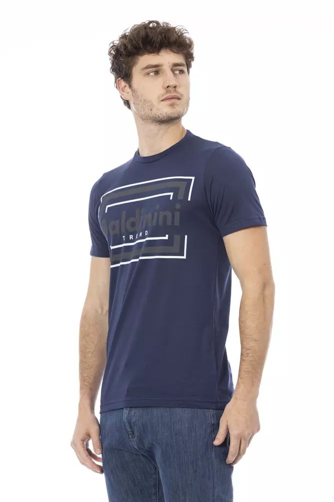 Baldinini Trend Chic Blue Cotton Tee with Front Print