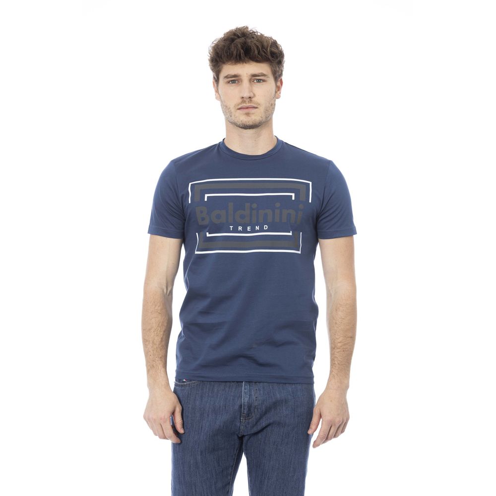 Baldinini Trend Chic Blue Cotton Tee with Front Print