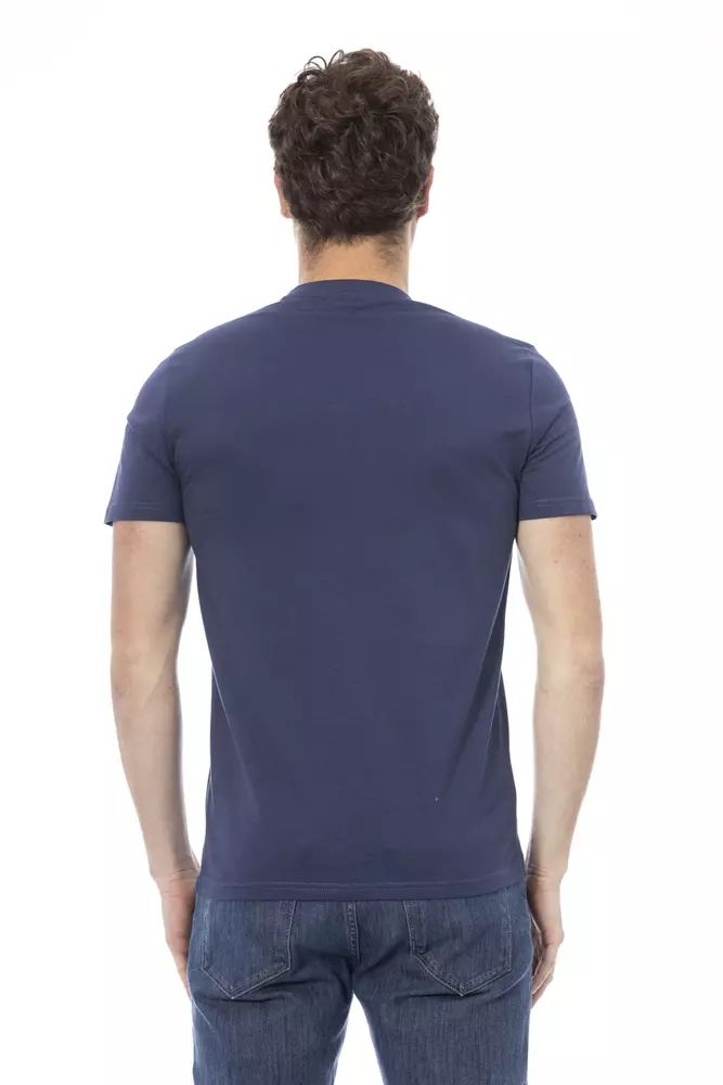 Baldinini Trend Elegant Blue Cotton Tee with Stylish Front Print