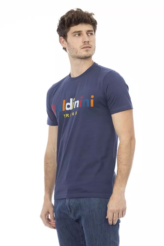 Baldinini Trend Elegant Blue Cotton Tee with Stylish Front Print