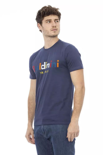 Baldinini Trend Elegant Blue Cotton Tee with Stylish Front Print