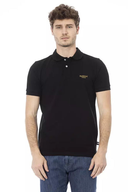 Baldinini Trend Elegant Black Cotton Polo with Embroidery