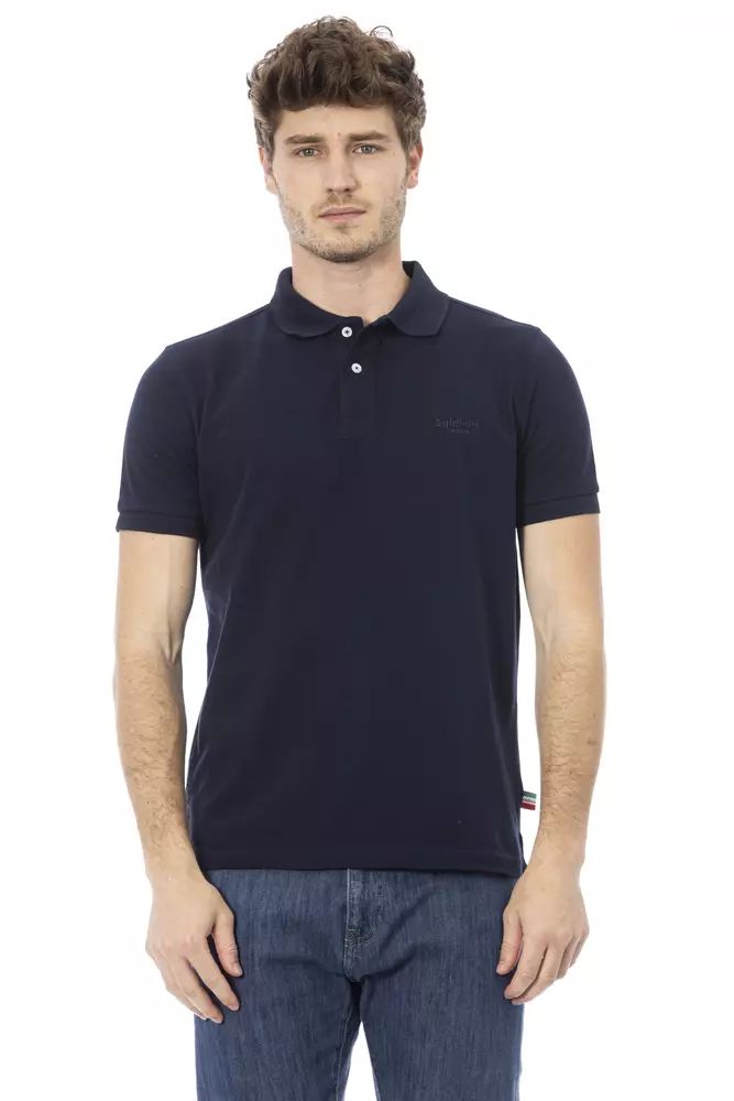 Baldinini Trend Elegant Blue Cotton Polo with Chic Embroidery