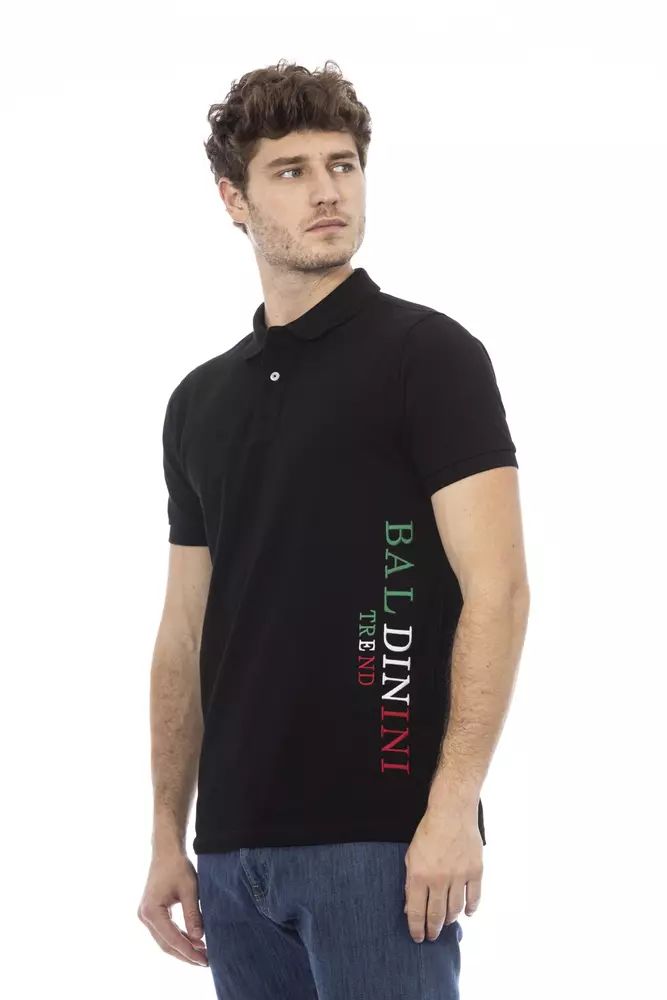 Baldinini Trend Classic Black Cotton Polo with Chic Embroidery