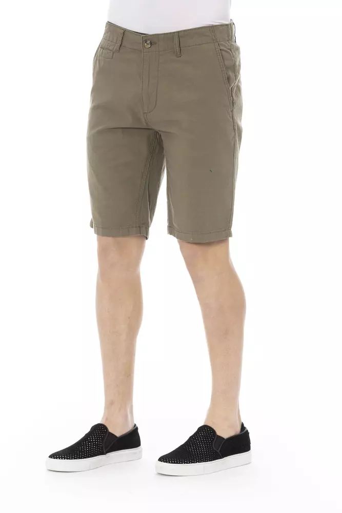 Baldinini Trend Sleek Army Bermuda Shorts with Button Closure