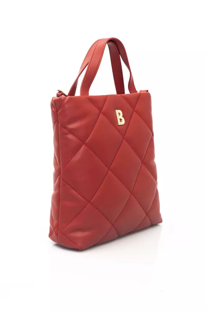 Baldinini Trend Elegant Red Leather Shoulder Bag with Golden Accents