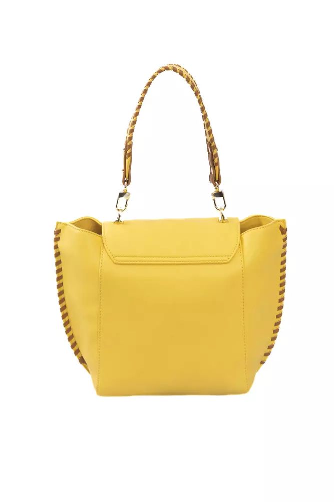 Baldinini Trend Elegant Yellow Shoulder Flap Bag with Golden Details